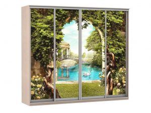 Шкаф купе Модерн 2362х450 4-х дверный 3-х секционный фотопечать №3 ясень