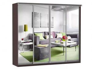 Шкаф купе Модерн 2362х600 4-х дверный 4-х секционный зеркальный венге