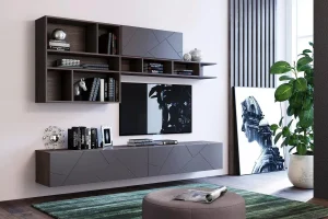 Гостиная Summit комплектация 9 Ясень анкор тёмный/софт графит/капучино