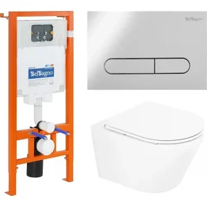 Комплект 5 в 1 BelBagno Tre BB8001CHR/SC/BB002-80/BB005-PR-CHROME с кнопкой хром глянцевый