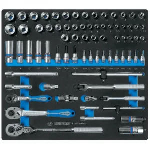 Набор торцевых головок 1/4" 3/8 с принадлежностями, ложемент, 75 предметов, KING TONY