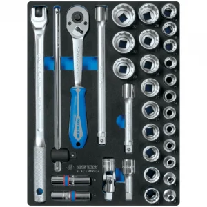 Набор торцевых головок 1/2 с принадлежностями, двенадцатигранные, ложемент, 33 предмета, KING TONY