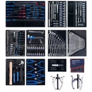 KING TONY Набор инструментов для тележки, 10 ложементов, 204 предмета