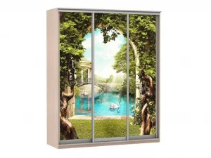 Шкаф купе Модерн 2076х450 3-х дверный 3-х секционный фотопечать №3 ясень