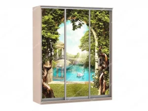 Шкаф купе Модерн 1776х450 3-х дверный 3-х секционный фотопечать №3 ясень