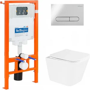 Комплект 5 в 1 BelBagno Due BB3103CHR/SC/BB002-80/BB005-PR-CHROME с кнопкой хром глянцевый