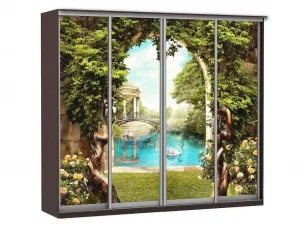Шкаф купе Модерн 2362х450 4-х дверный 4-х секционный фотопечать №3 венге