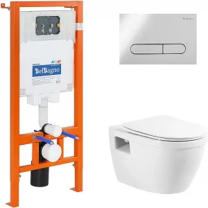 Комплект 5 в 1 BelBagno Loto BB070CHR/SC/BB002-80/BB005-PR-CHROME с кнопкой хром глянцевый