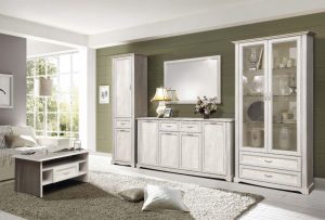 Гостиная Сохо комплектация 2 бетон белый/бетон патина