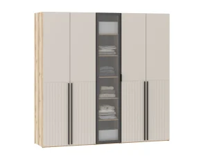 Шкафы Арден 200.04-200.02 витрина-полки-200.04-ящики Дуб Делано / Сантьяго софт