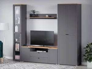 Гостиная Остин 3 графит/дуб золотой