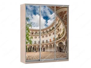 Шкаф купе Модерн 1776х450 3-х дверный 2-х секционный фотопечать №2 ясень