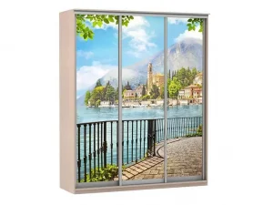 Шкаф купе Модерн 2076х600 3-х дверный 3-х секционный фотопечать №4 ясень