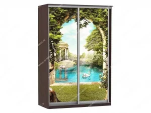 Шкаф купе Модерн 1490х450 2-х дверный 2-х секционный фотопечать №3 венге
