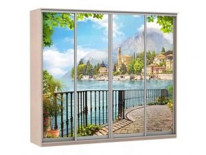 Шкаф купе Модерн 2362х450 4-х дверный 4-х секционный фотопечать №4 ясень