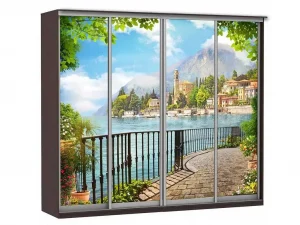 Шкаф купе Модерн 2362х450 4-х дверный 4-х секционный фотопечать №4 венге