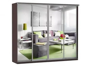 Шкаф купе Модерн 2362х450 4-х дверный 4-х секционный зеркальный венге