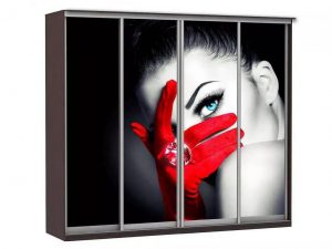 Шкаф купе Модерн 2362х600 4-х дверный 3-х секционный фотопечать №1 венге