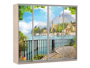 Шкаф купе Модерн 2362х450 4-х дверный 3-х секционный фотопечать №4 ясень