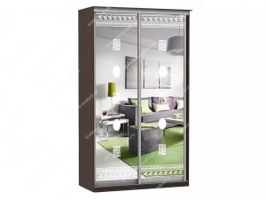 Шкаф купе Модерн 905х450 2-х дверный зеркальный с пескоструем №2 венге
