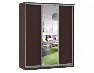 Шкаф купе Модерн 2076х600 3-х дверный 3-х секционный зеркало венге