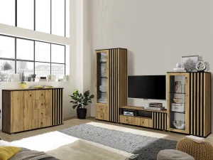 Модульная гостиная Либерти 1 (опора h20) Дуб вотан/Черный