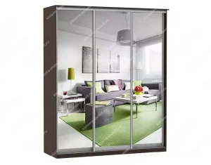 Шкаф купе Модерн 1776х450 3-х дверный 2-х секционный зеркальный венге