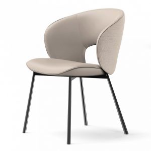 Стул 56х56х79см, каркас металл, сиденье и спинка мягкие, обивка PU (кожзам), цвет бежевый (Китай)