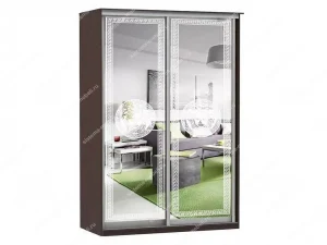 Шкаф купе Модерн 1490х600 2-х дверный 2-х секционный зеркальный с пескоструем №1 венге