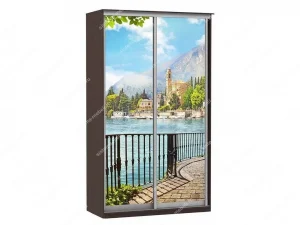 Шкаф купе Модерн 1190х600 2-х дверный 2-х секционный фотопечать №4 венге