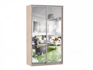 Шкаф купе Модерн 905х600 2-х дверный зеркальный с пескоструем №4 ясень