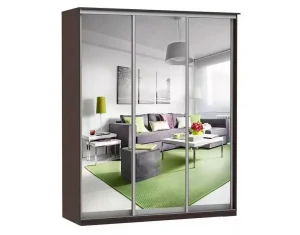 Шкаф купе Модерн 2076х600 3-х дверный 3-х секционный зеркальный венге