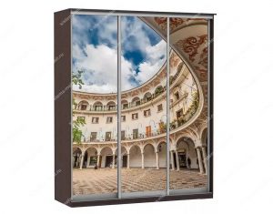 Шкаф купе Модерн 1776х600 3-х дверный 2-х секционный фотопечать №2 венге