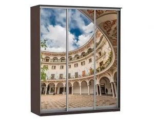 Шкаф купе Модерн 2076х600 3-х дверный 3-х секционный фотопечать №2 венге