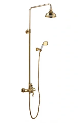 Душевая система со смесителем для душа Lemark Brava золото/белый LM4760G