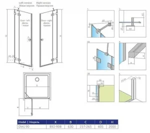 Дверь в нишу 900мм прозрачное стекло Radaway Essenza Pro Gold DWJ 90 R 10099090-09-01R