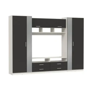 91.01 Вена шкаф многоцелевой Белый / Диамант серый