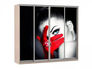 Шкаф купе Модерн 2362х600 4-х дверный 3-х секционный фотопечать №1 ясень