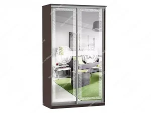 Шкаф купе Модерн 1490х450 2-х дверный 2-х секционный зеркальный с пескоструем №1 венге