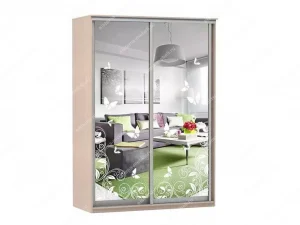 Шкаф купе Модерн 1490х450 2-х дверный 2-х секционный зеркальный с пескоструем №4 ясень