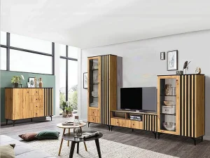 Модульная гостиная Либерти 1 (опора h150) Дуб вотан/Черный