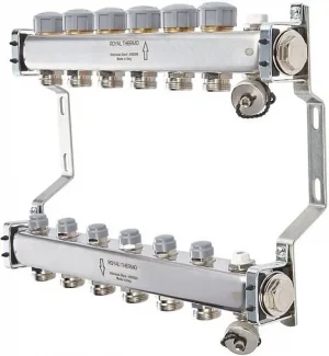 Группа коллекторная без расходомеров 10 отводов 1"в/в x ¾"ек Royal Thermo RTE 51.110