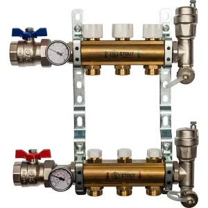 Группа коллекторная без расходомеров 3 отвода 1"в/в x ¾"ек Stout SMB 0468 000003