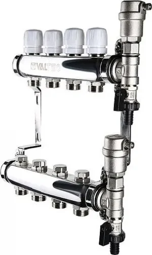 Группа коллекторная без расходомеров 4 отвода 1"в/в x ¾"ек Valtec VTc.588.EMNX.0604