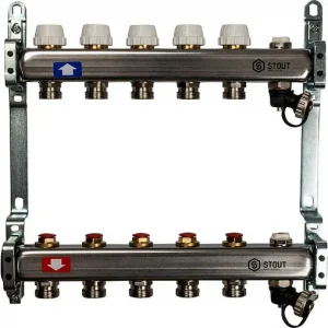 Группа коллекторная без расходомеров 8 отводов 1"в/в x ¾"ек Stout SMS-0932-000008