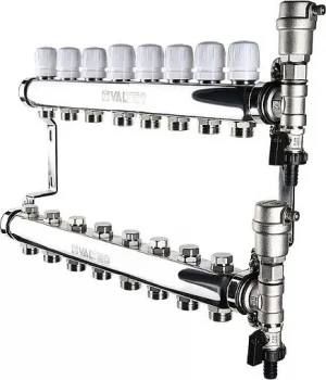 Группа коллекторная без расходомеров 8 отводов 1"в/в x ¾"ек Valtec VTc.588.EMNX.0608