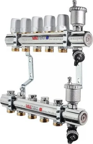 Группа коллекторная без расходомеров 8 отводов 1"в/в x ¾"ек Valtec VTc.594.EMNX.0608