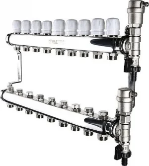 Группа коллекторная без расходомеров 9 отводов 1"в/в x ¾"ек Valtec VTc.588.EMNX.0609