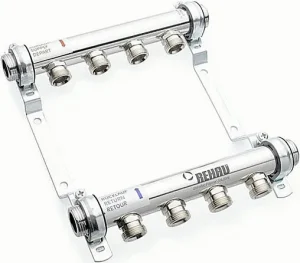 Группа коллекторная распределительная 4 отвода 1"н/н x ¾"ек Rehau HLV 11102061001