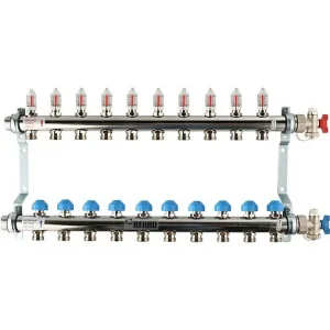 Группа коллекторная с расходомерами 10 отводов 1"н/н x ¾"ек Rehau HKV-D 12081011002
